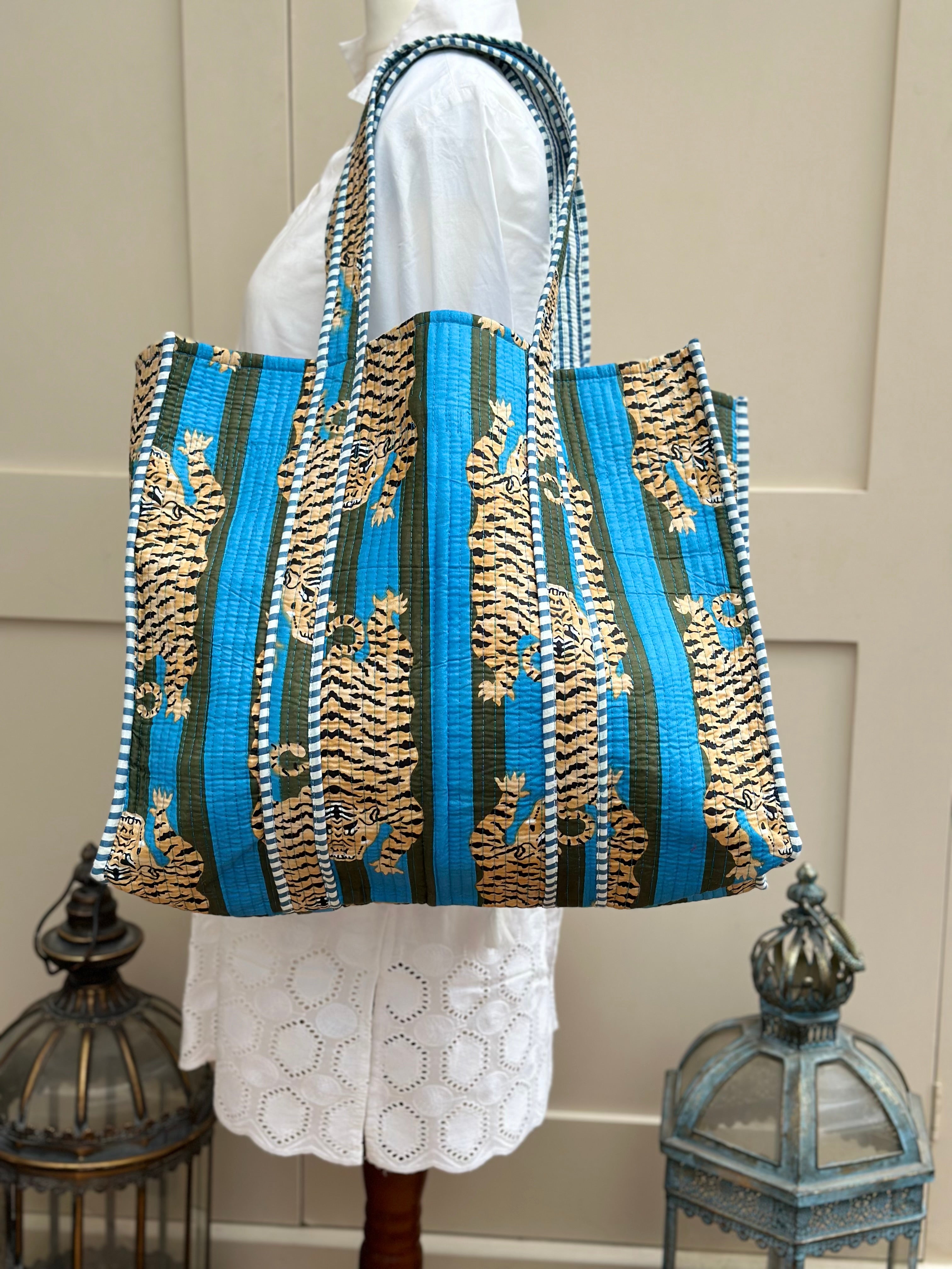 Striped Blue Tiger Oriana Bag