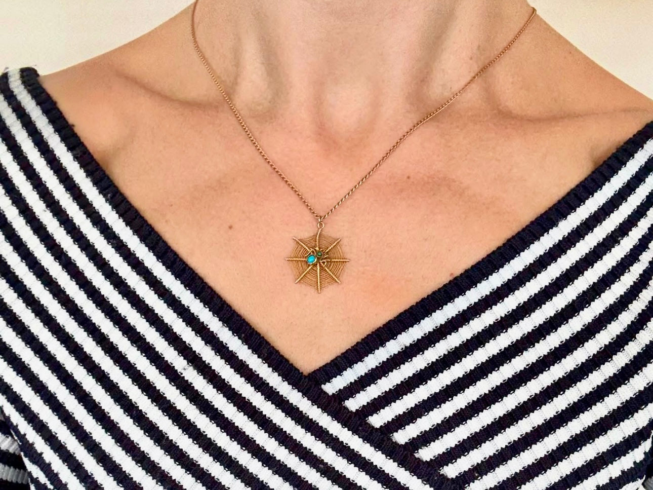Edwardian Spider and Web pendant and chain
