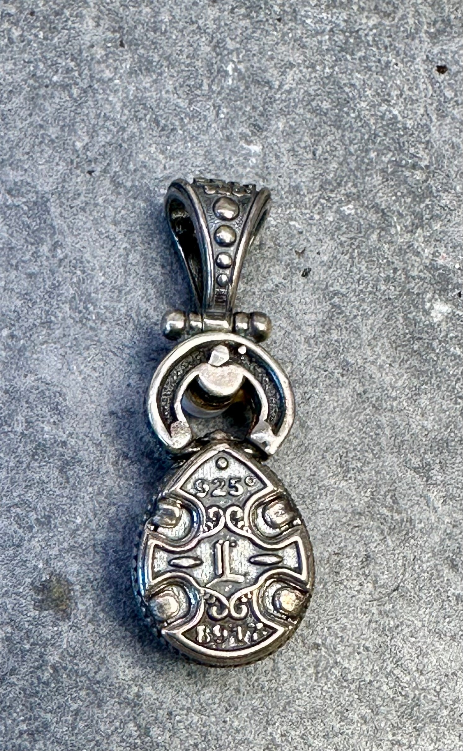 Turquoise Doublet,Pearl and Silver Pendant