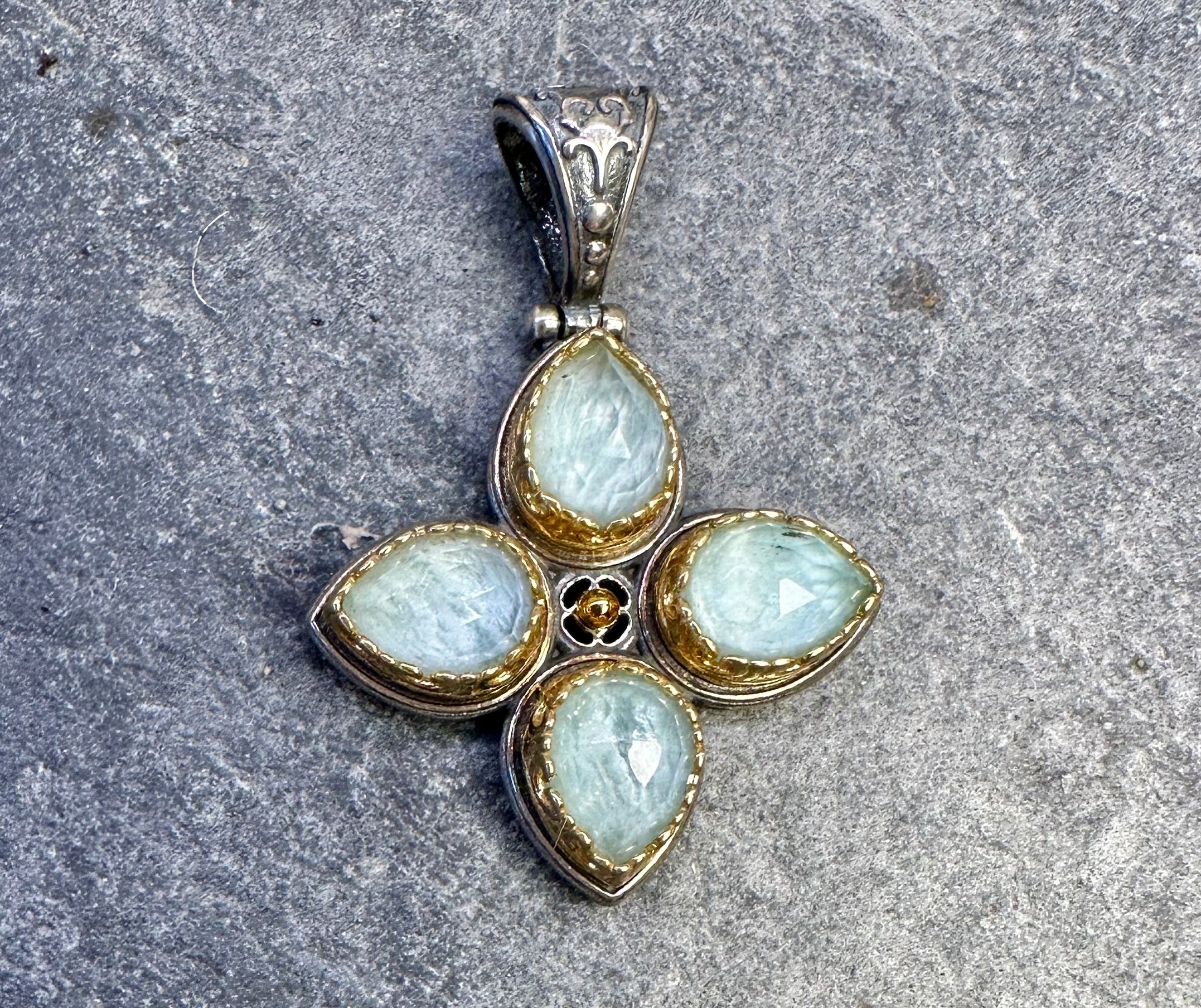 Turquoise Doublet and Silver Pendant Cross