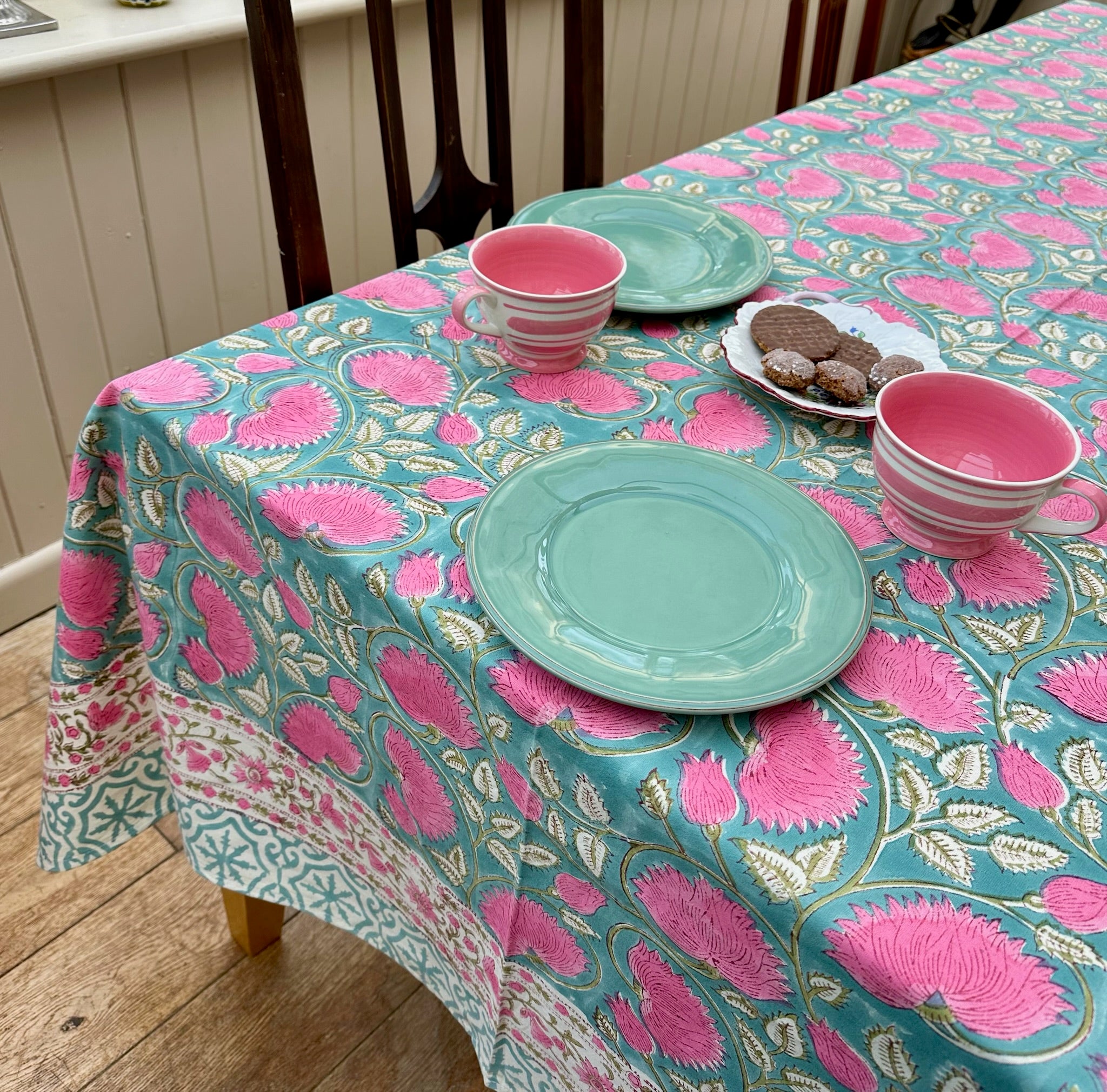 Fuchsia and Teal Tuscany Tablecloth