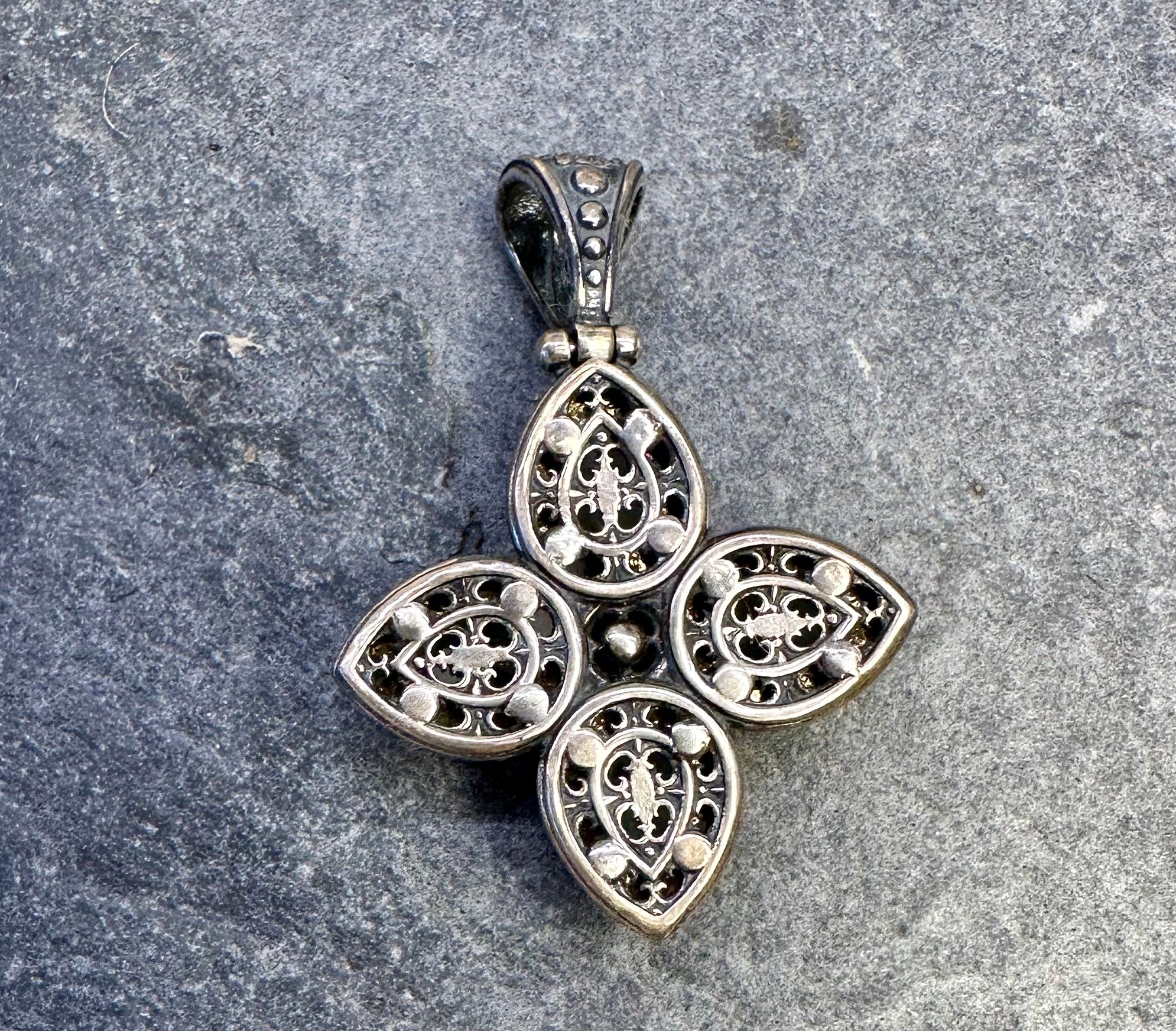 Turquoise Doublet and Silver Pendant Cross