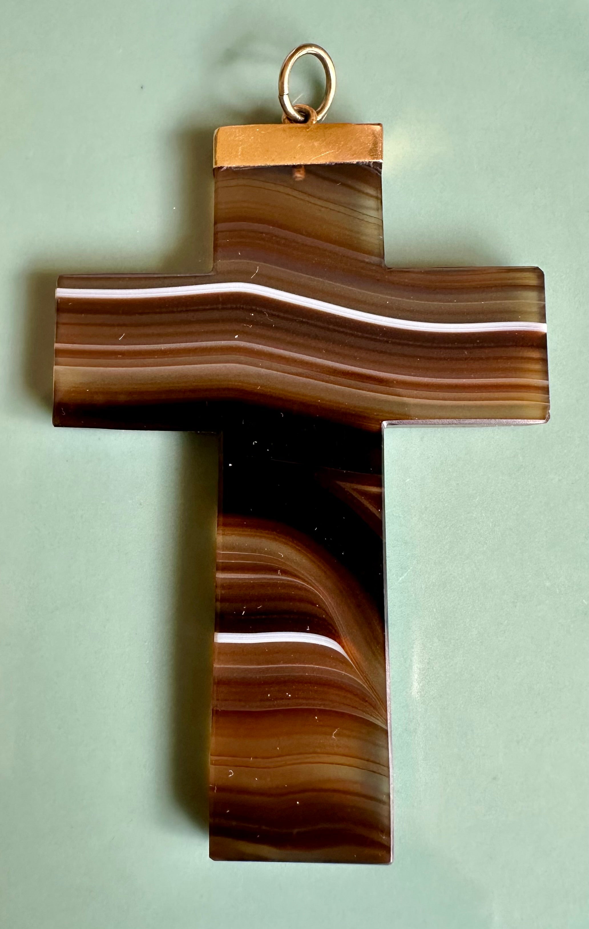 Large Victorian Banded Agate Cross