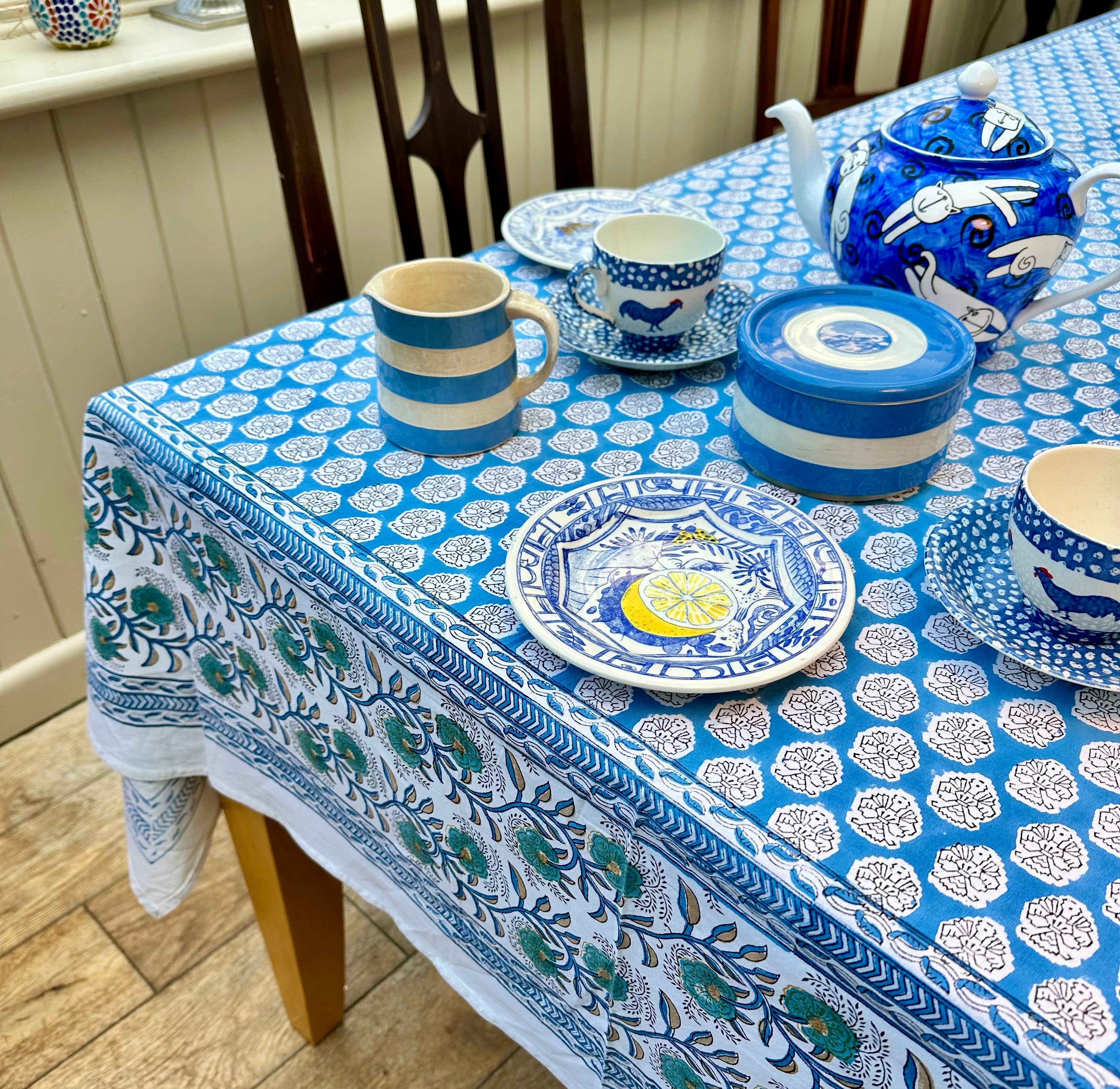 Blue Bloom Tablecloth