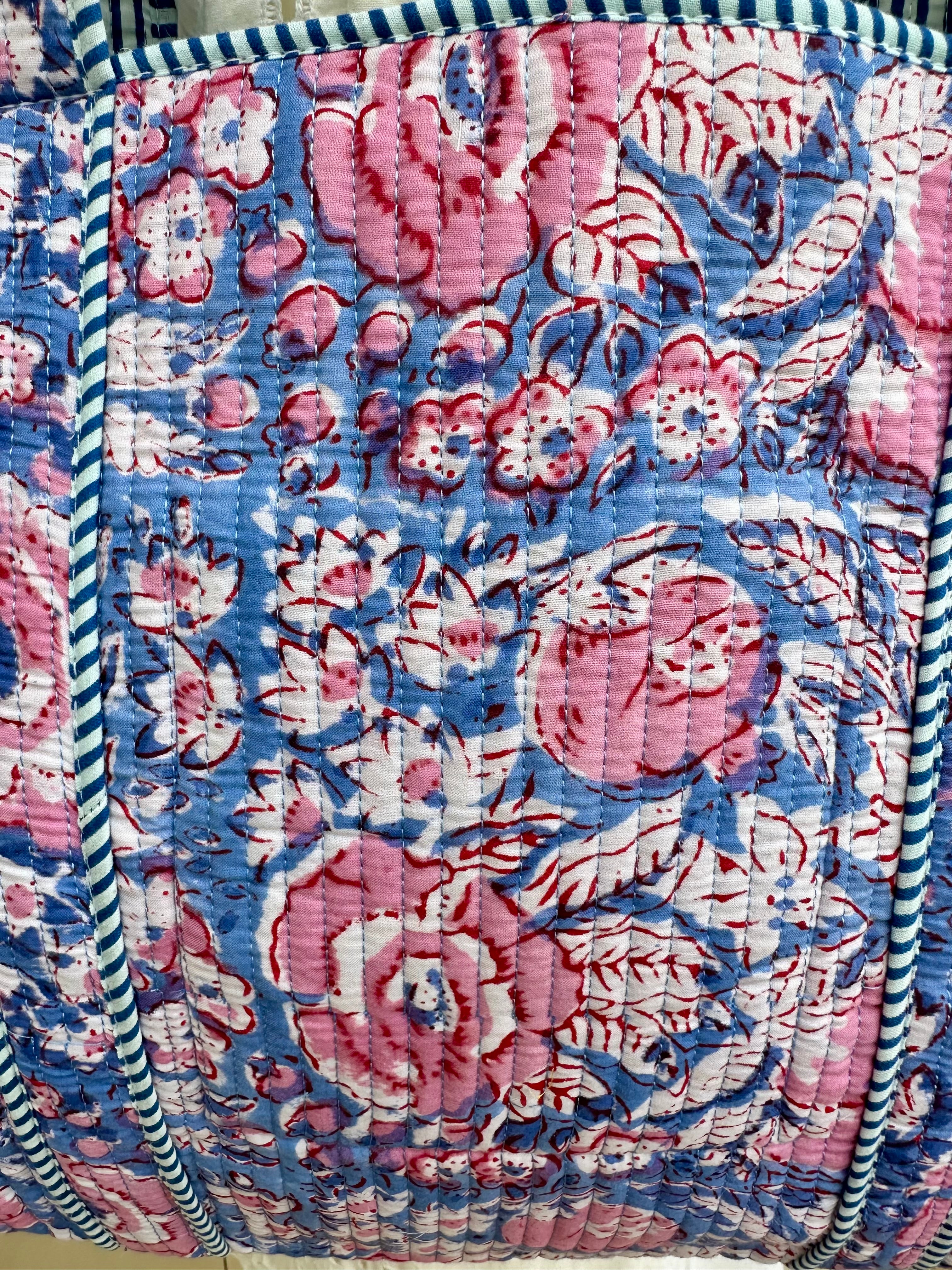Blue and Pink Rose Oriana Bag