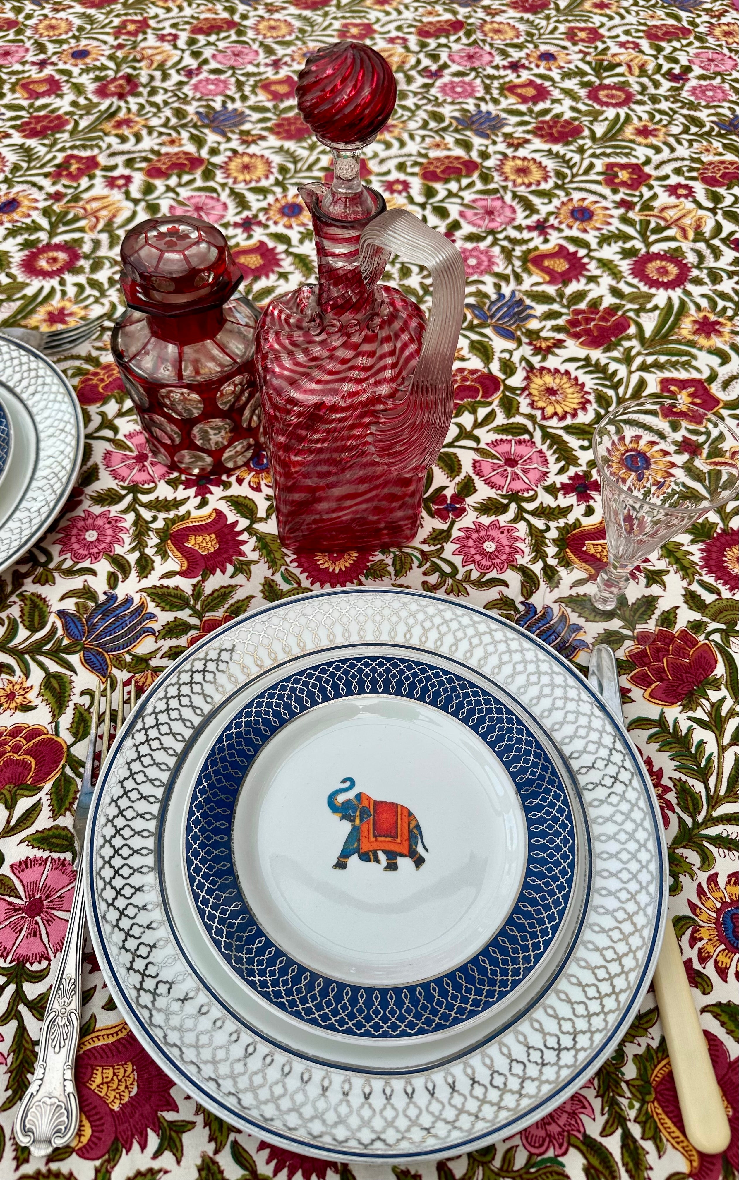 White Anokhi Majorelle Tablecloth