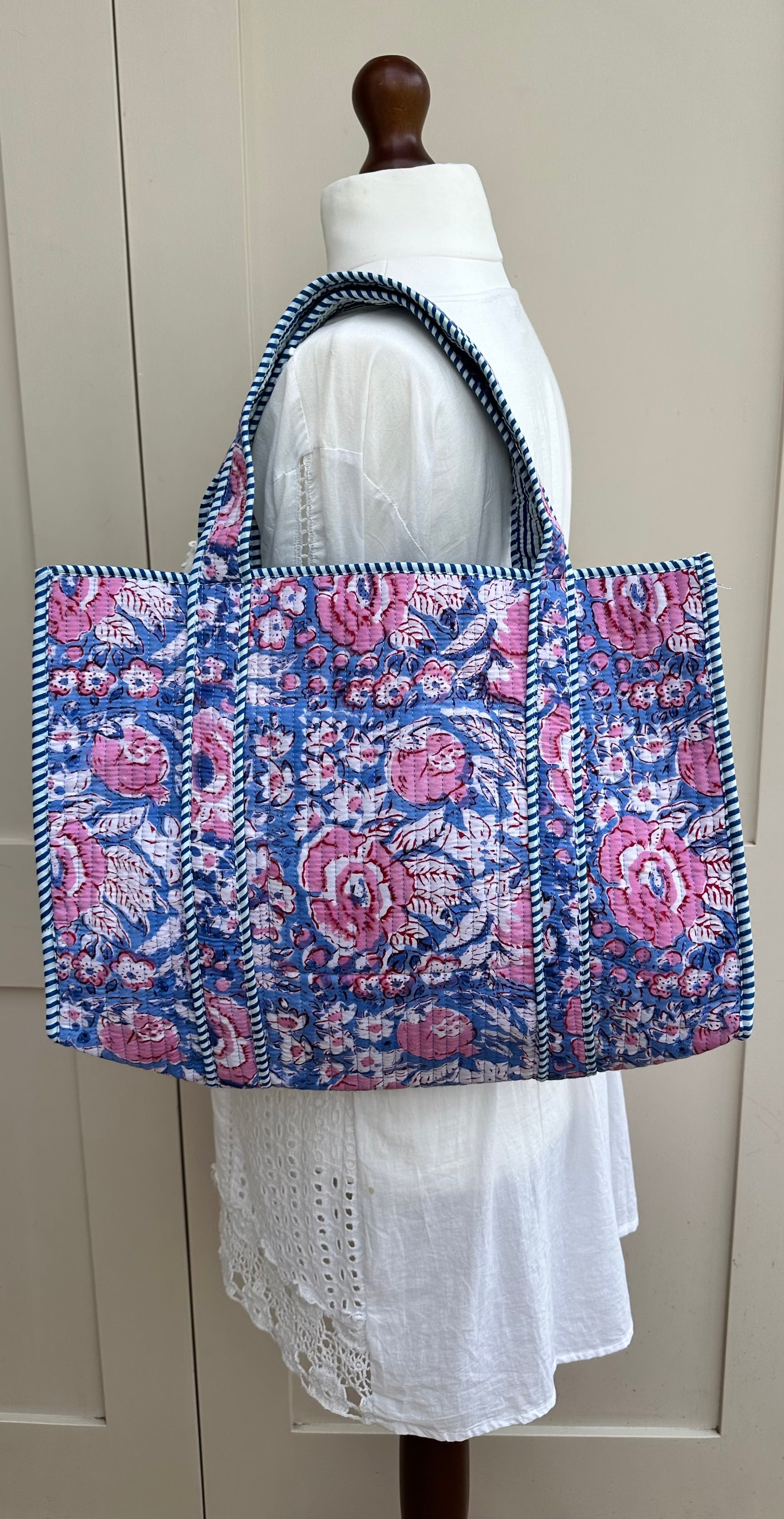 Blue and Pink Rose Oriana Bag