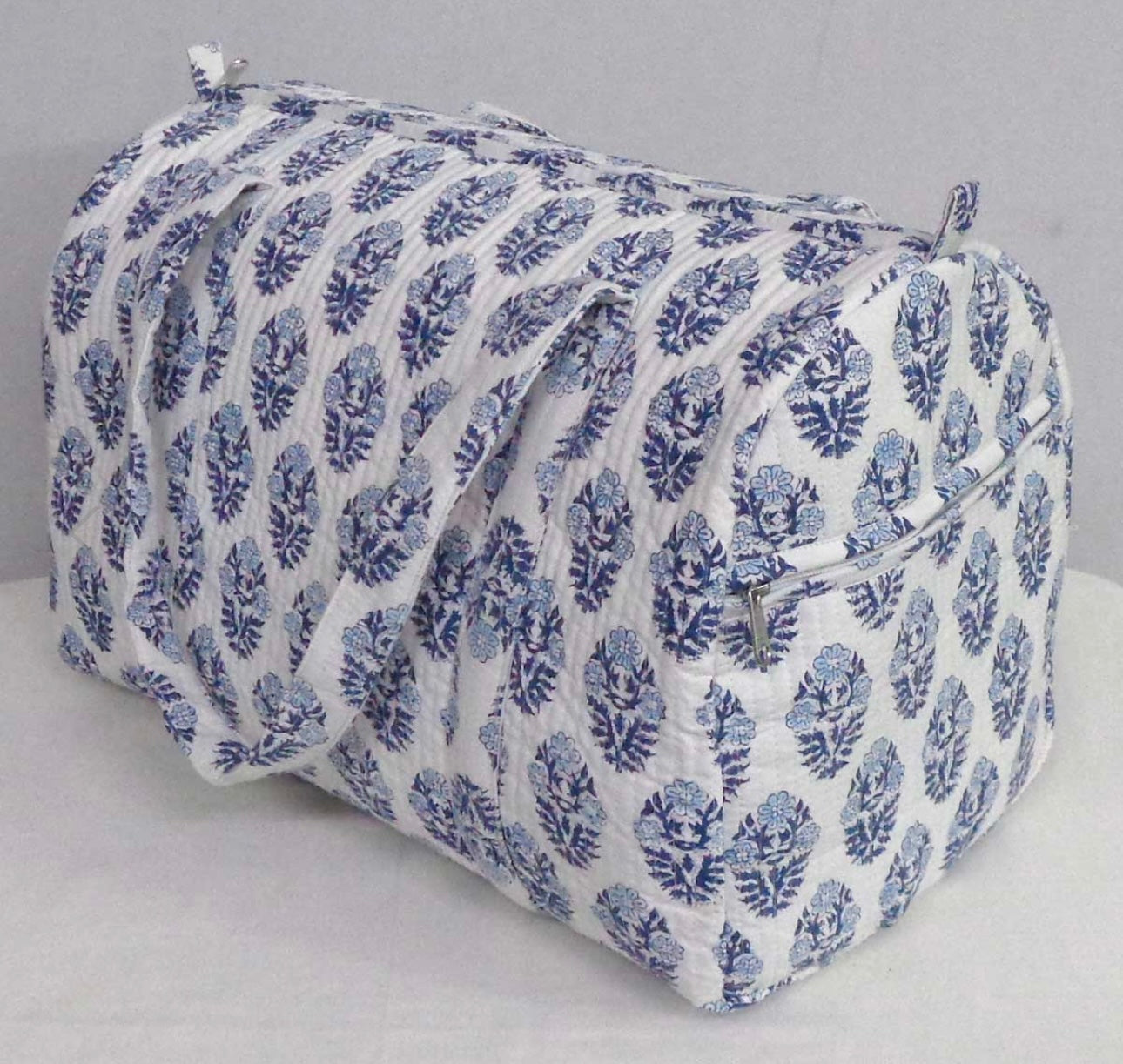 Cream and Blue Brindisi Weekend Bag