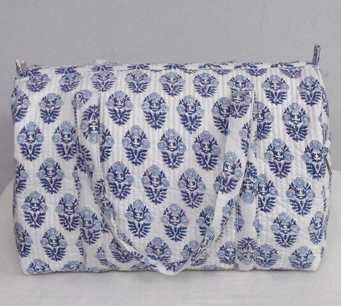Cream and Blue Brindisi Weekend Bag