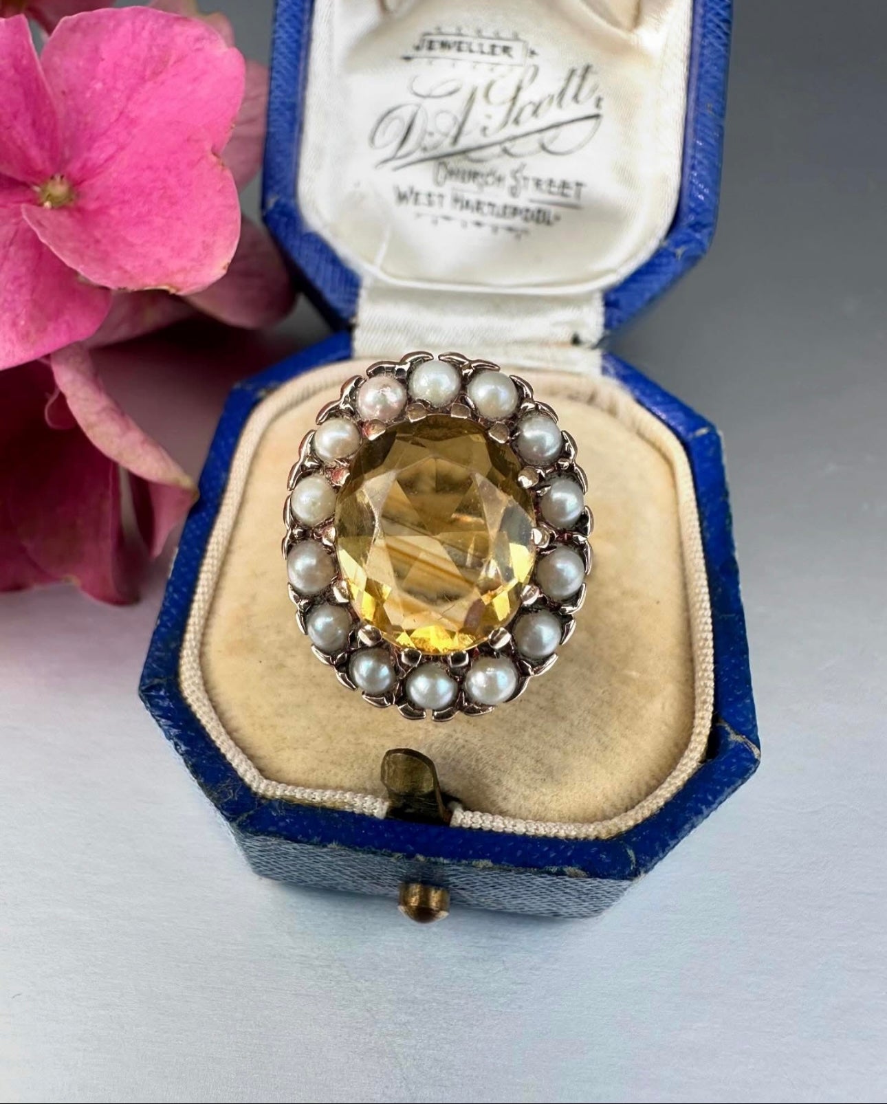 Citrine and Pearl Dress Ring