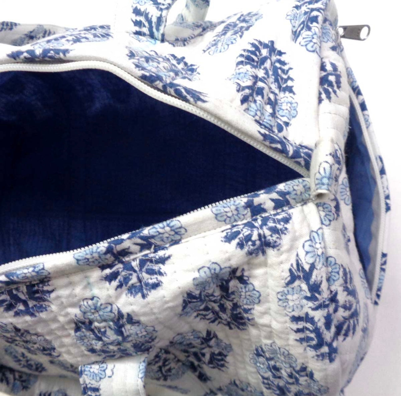 Cream and Blue Brindisi Weekend Bag