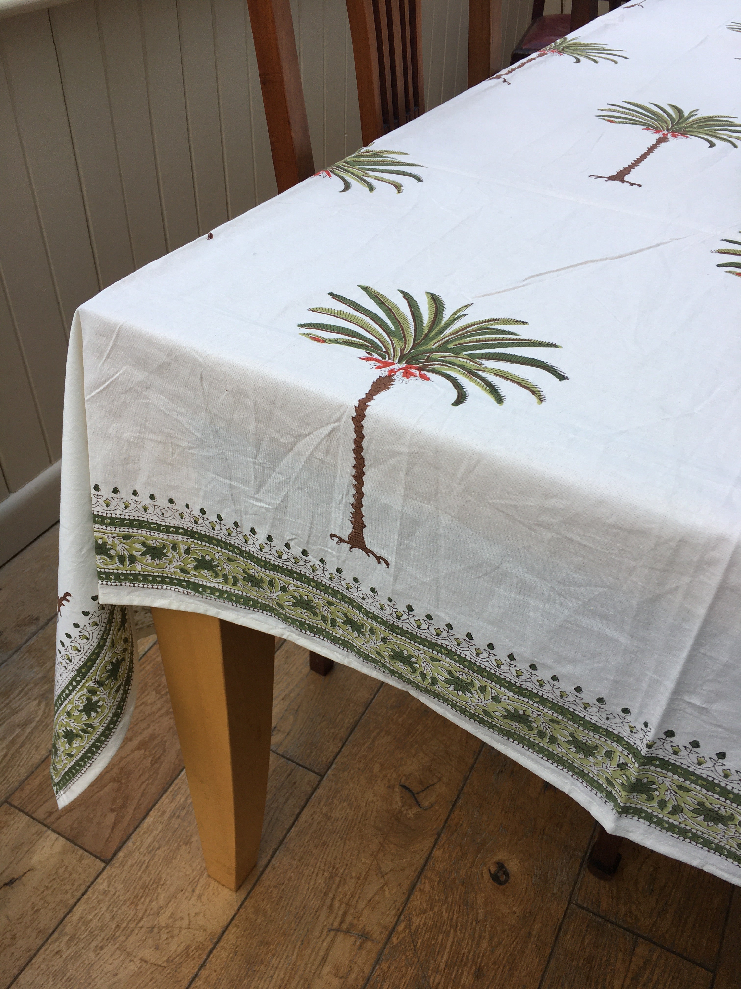 Green Jaipur Palms Tablecloth