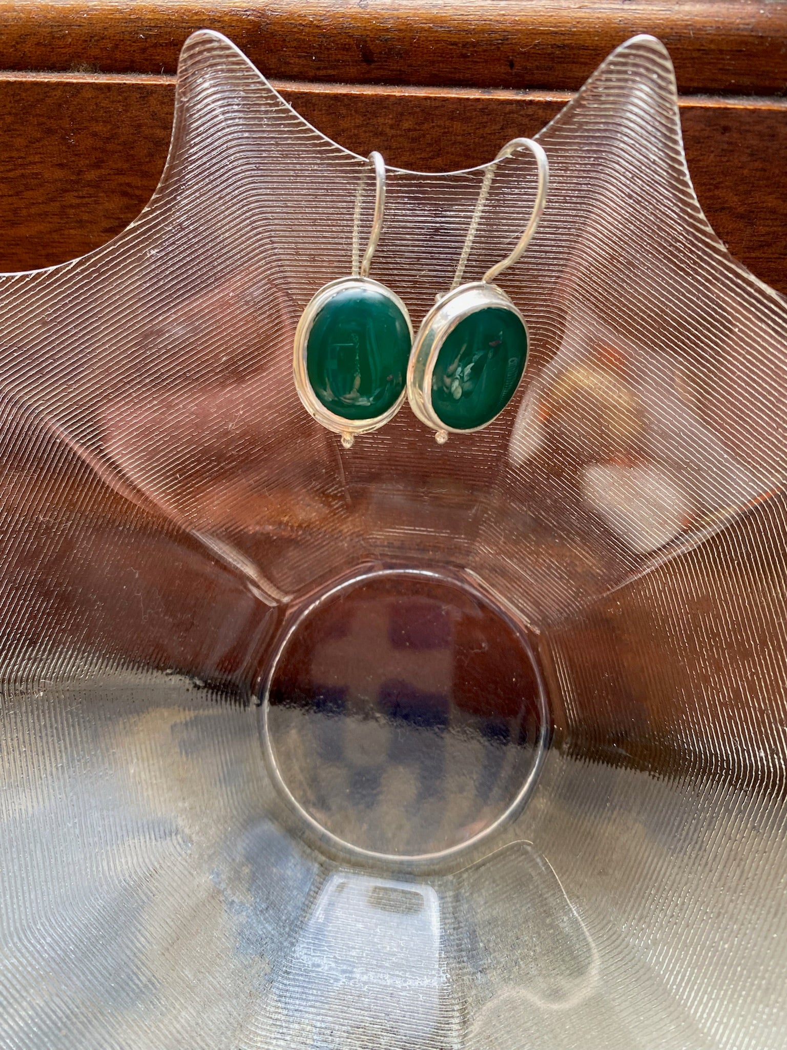 Green Adventurine and Silver Earrings