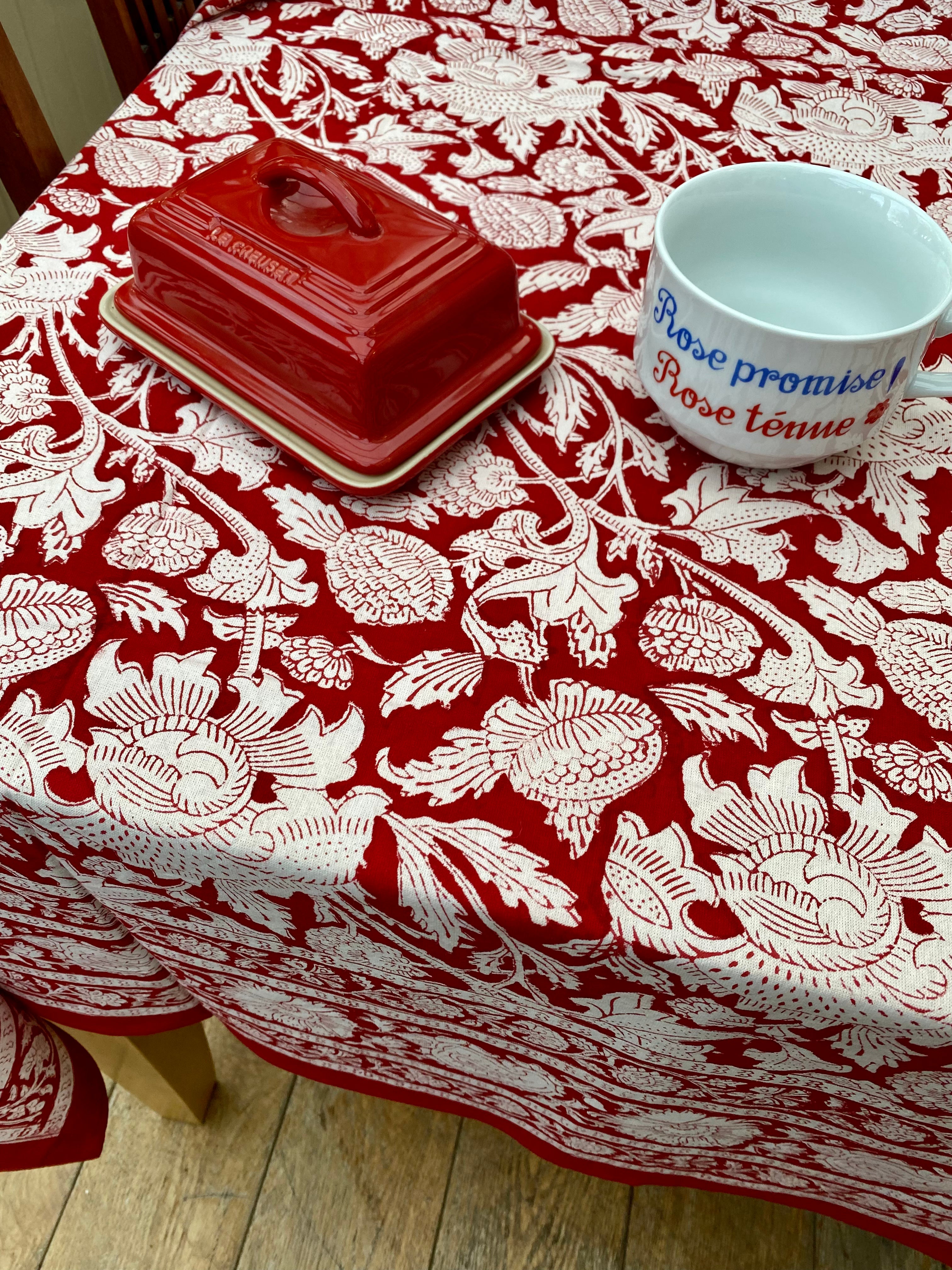 Red Rococo Thistle Tablecloth