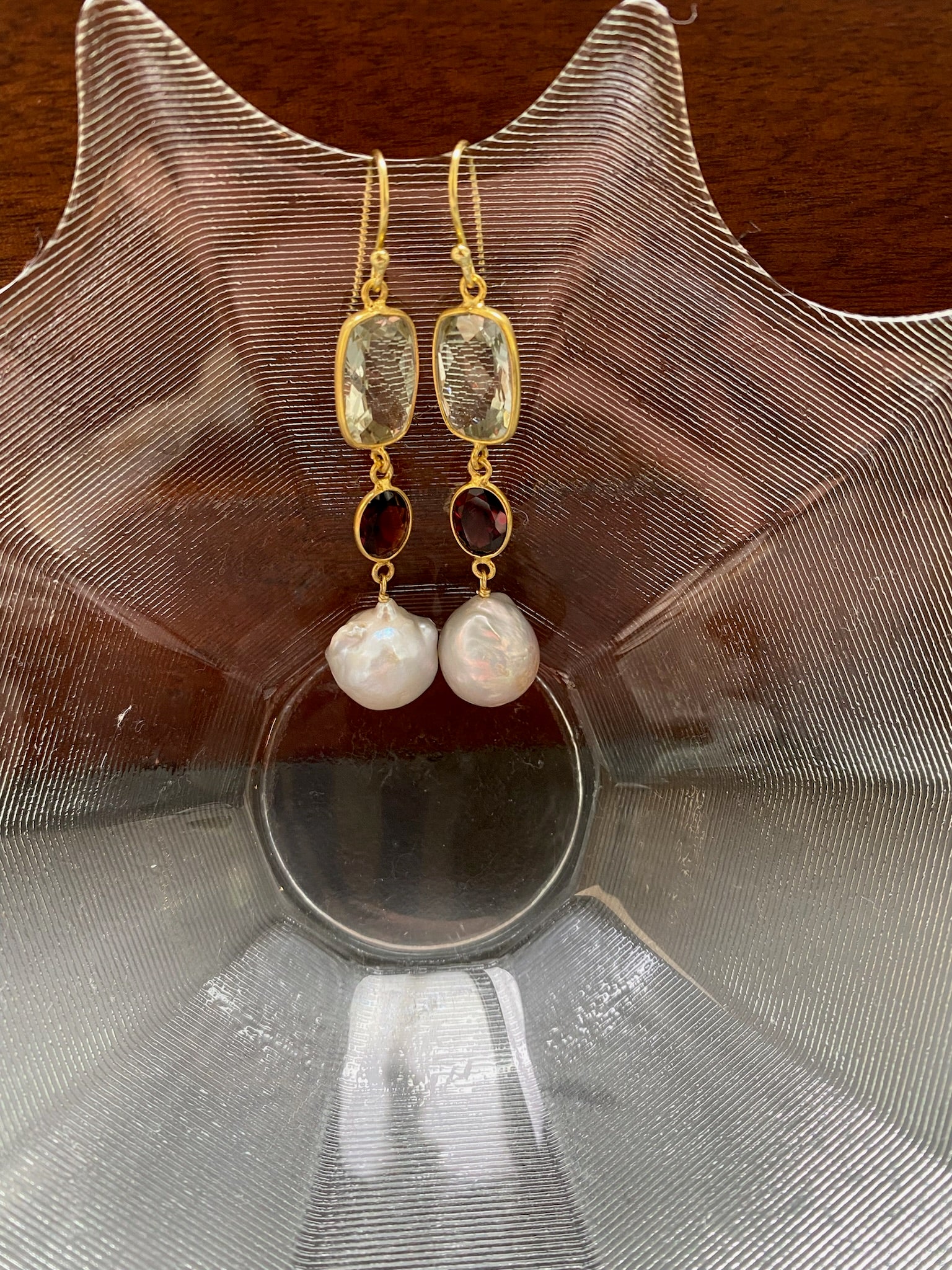 Rossetta Garnet Pearl Drop Earrings