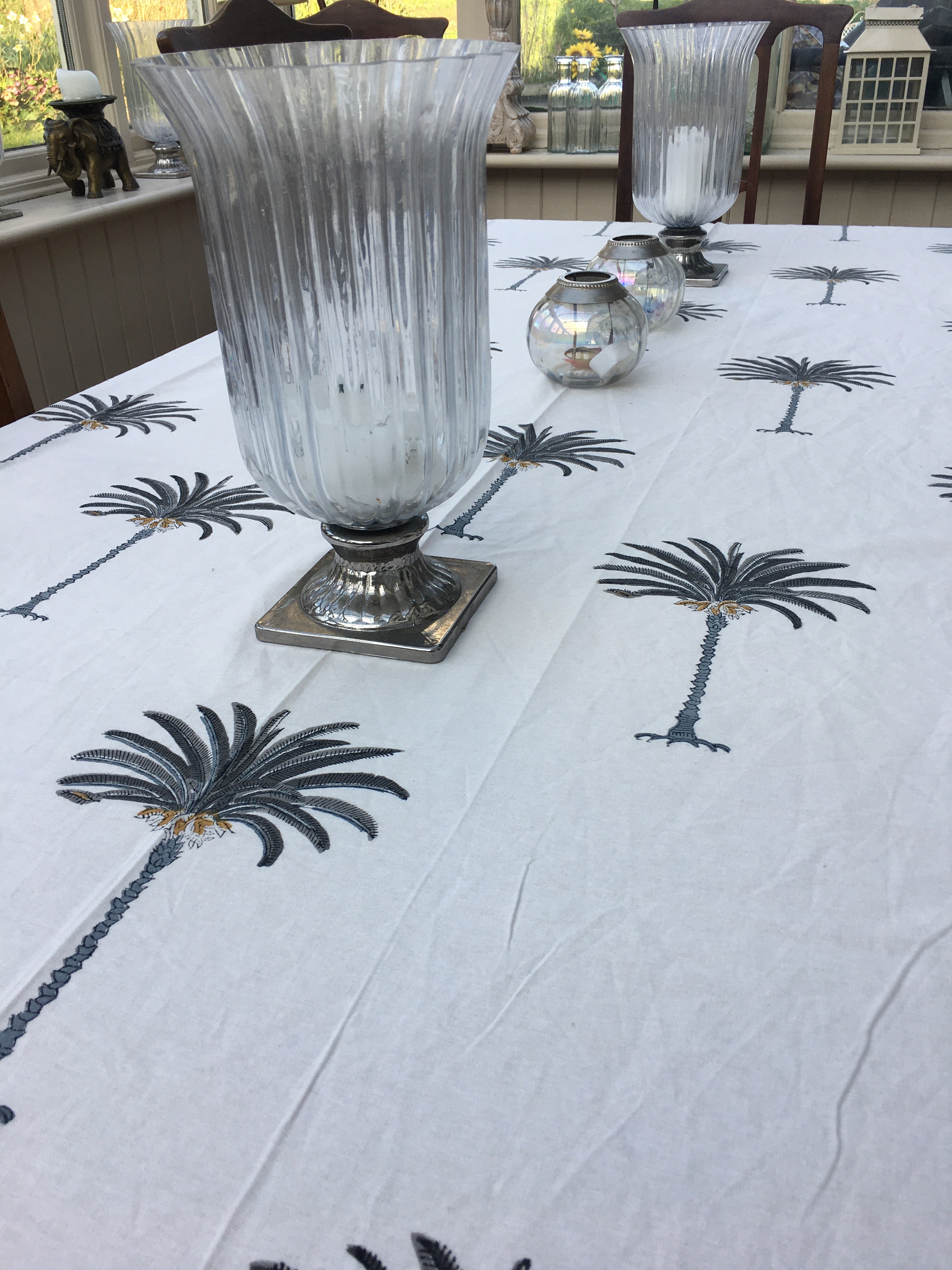 Grey Jaipur Palms Tablecloth