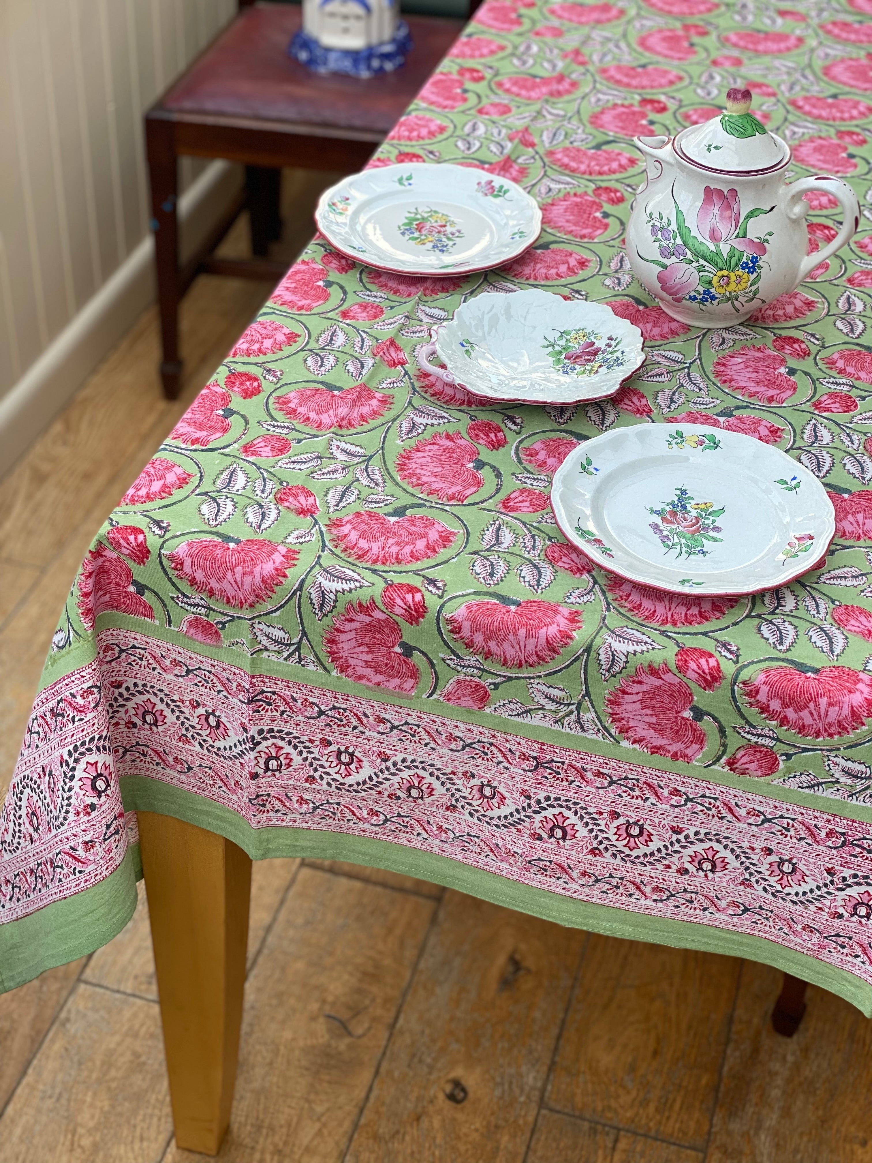 Wild Bazaar Pink and Lime Tuscany Tablecloth