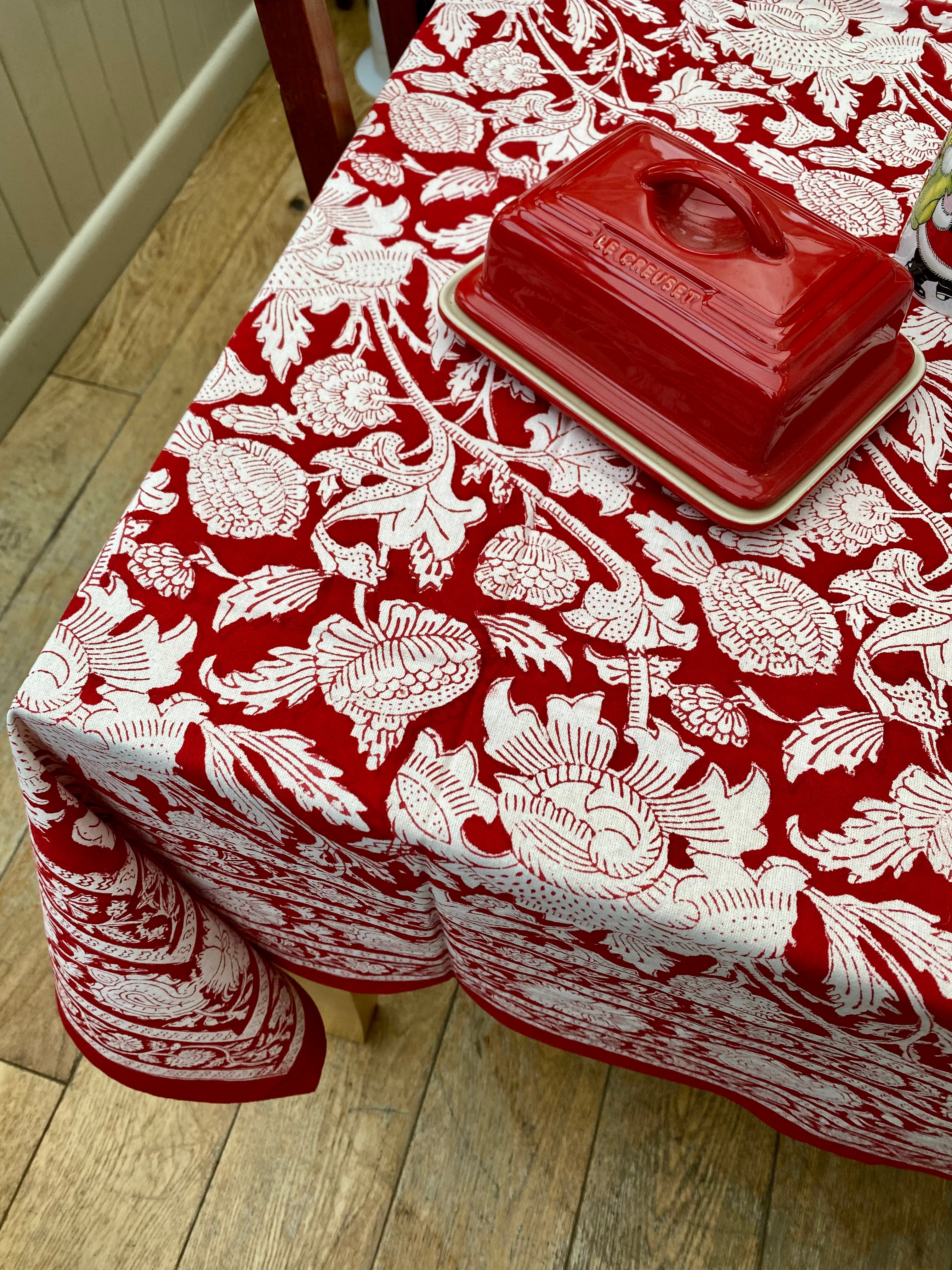 Red Rococo Thistle Tablecloth