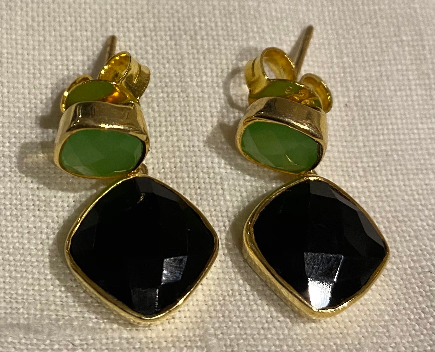 Green Chalcedony and Black Onyx Delilah Earrings